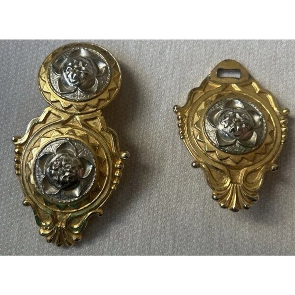 ACCESSOCRAFT Womans Gold Tone/Silver Floral Belt Buckle Vintage *BUCKLE ONLY main image 9